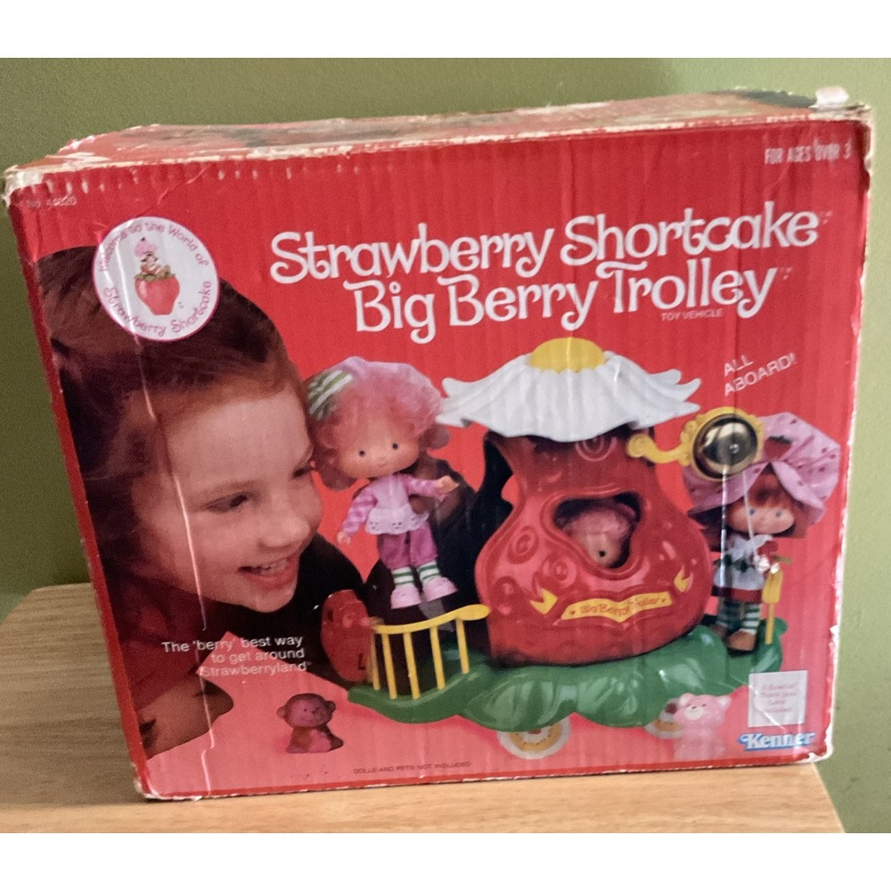 Vintage 1980 Strawberry Shortcake Big Berry Trolley Toy Vehicle, In Original Box